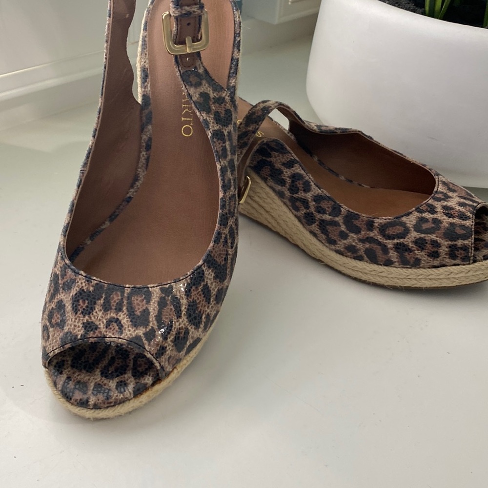 Franco Sarto L- Camera Camel Cheetah Print Espadrille Wedge NWOT. Size 7 1/2
